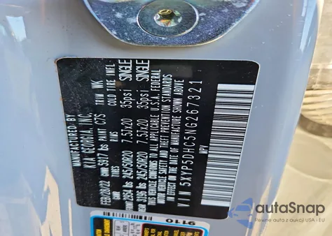 2022 Kia Telluride Sx z USA, uszkodzony, nr VIN 5XYP5DHC5NG267321